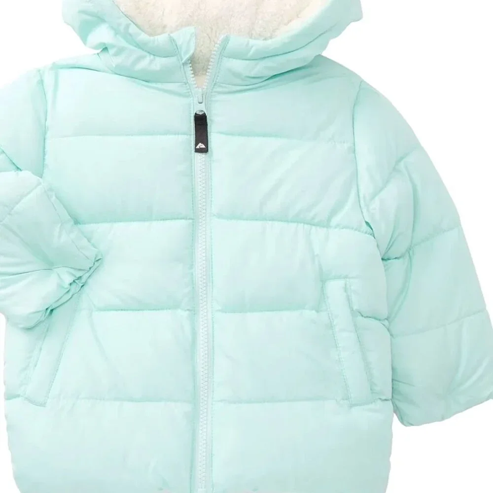 Ozark Trail Puffer Coat BABY GIRLS SIZE 12 MONTHS Microfleece Mint NEW